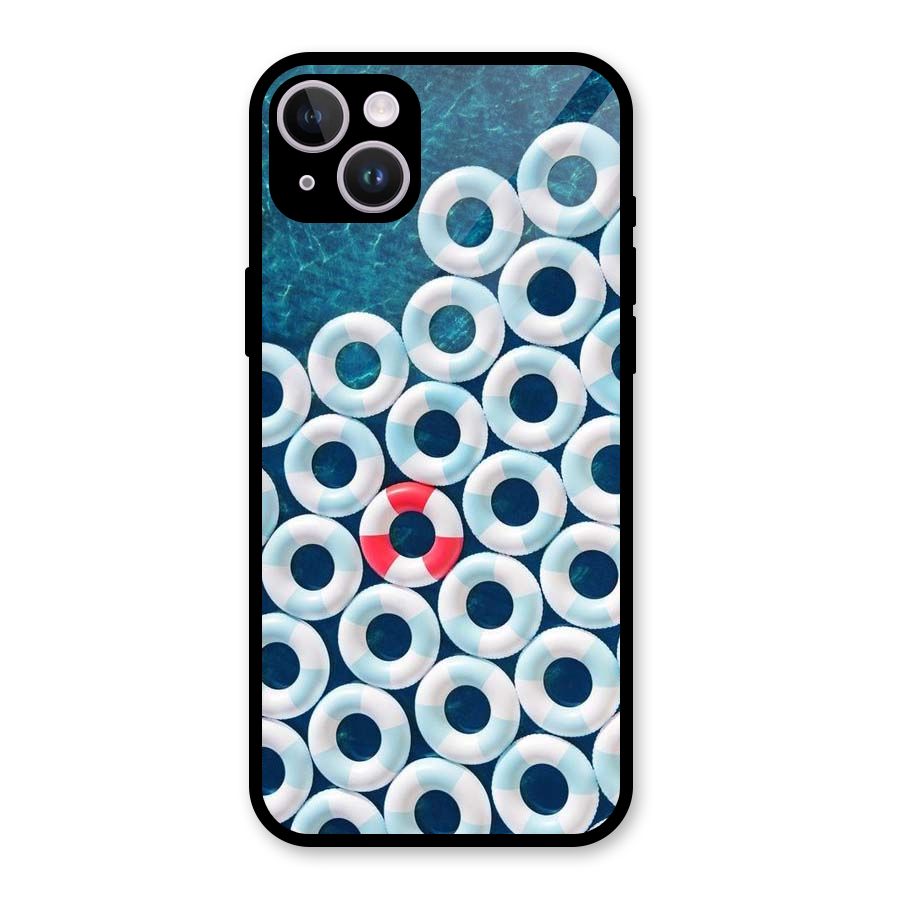 Light Blue Allure Glass Back Case for iPhone 14 Plus