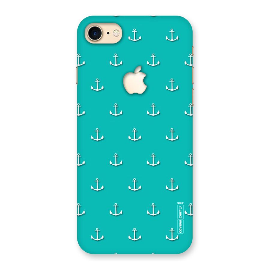 Light Blue Anchor Back Case for iPhone 7 Apple Cut