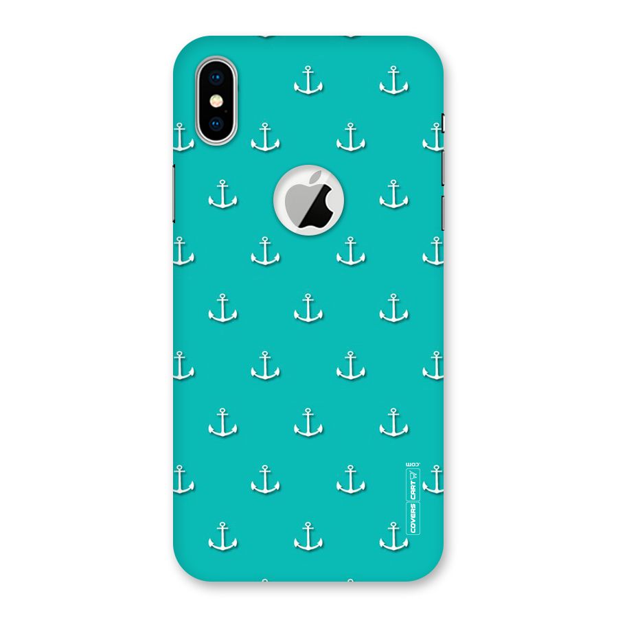 Light Blue Anchor Back Case for iPhone XS Logo Cut
