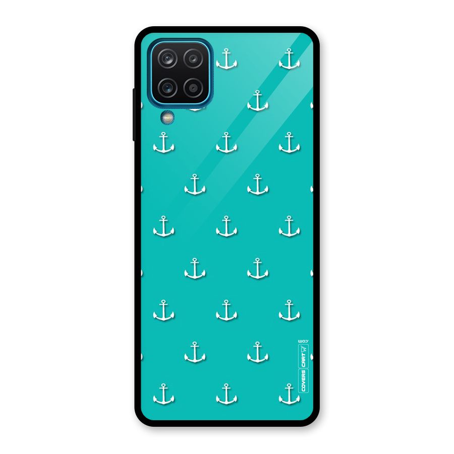 Light Blue Anchor Glass Back Case for Galaxy A12