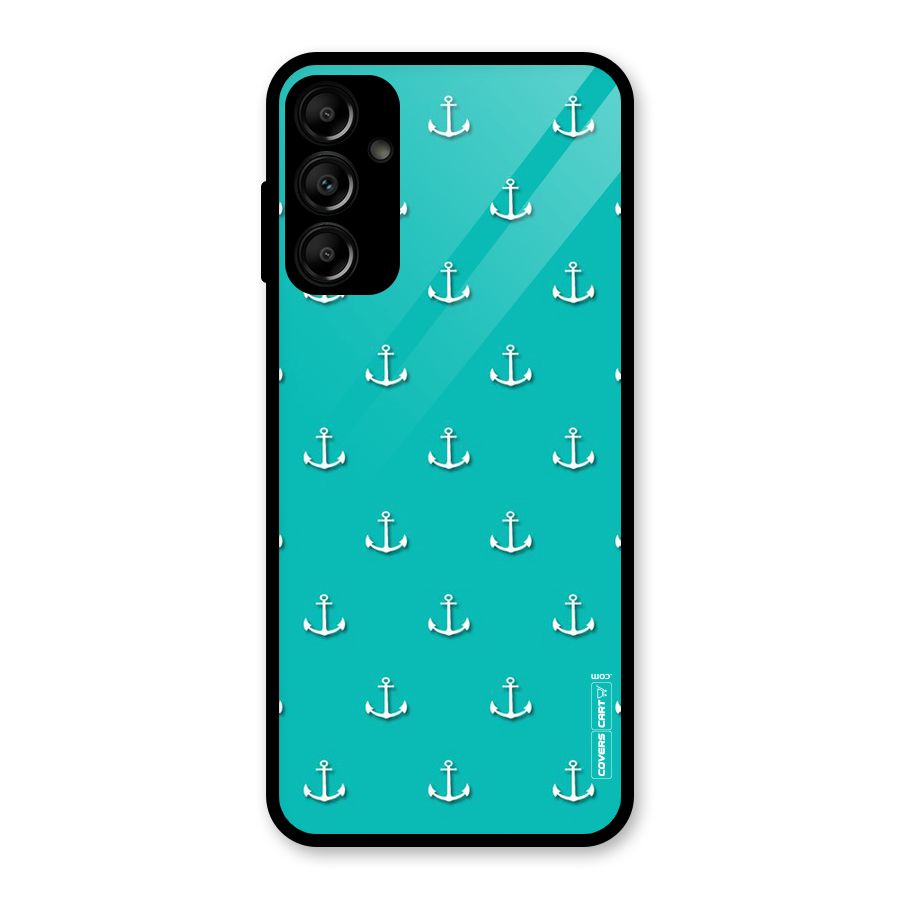 Light Blue Anchor Glass Back Case for Galaxy A14 5G