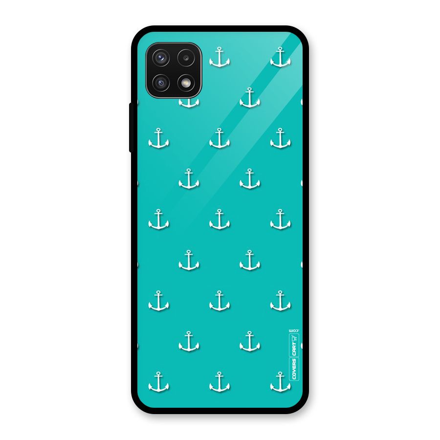 Light Blue Anchor Glass Back Case for Galaxy A22 5G