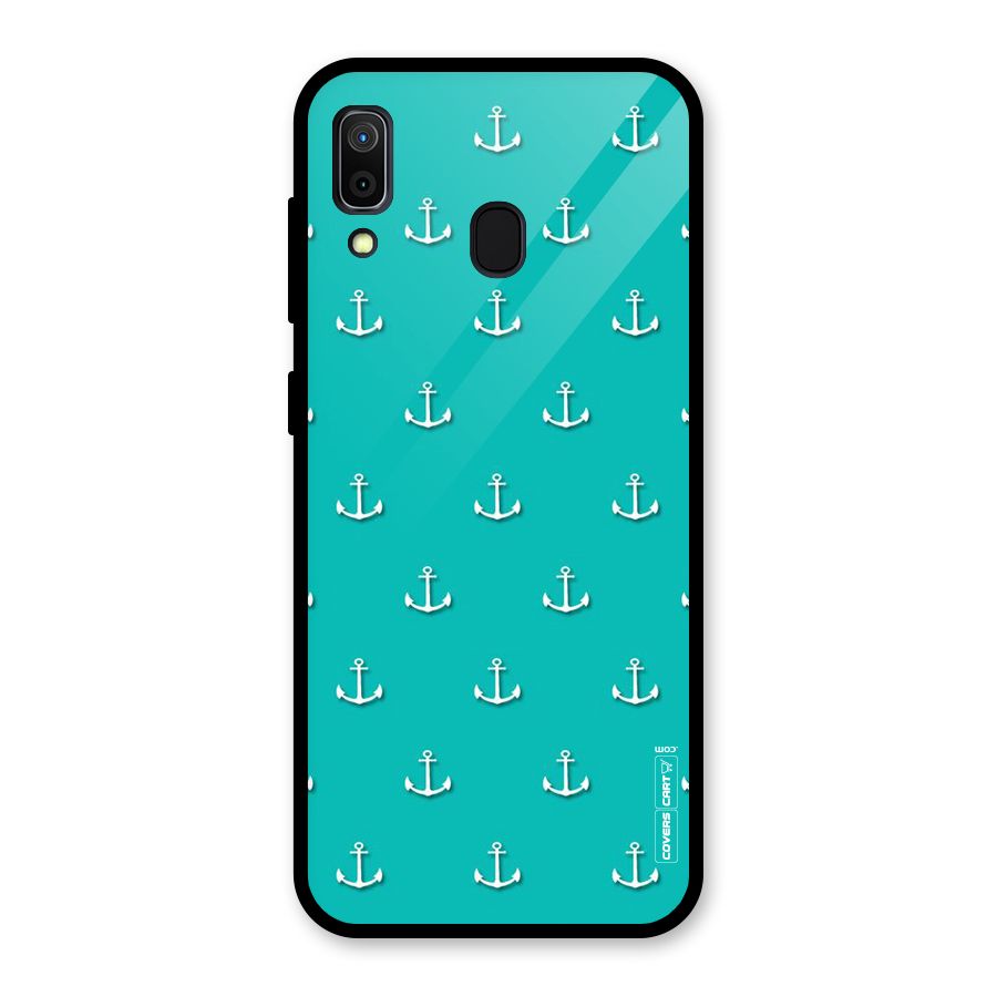 Light Blue Anchor Glass Back Case for Galaxy A30