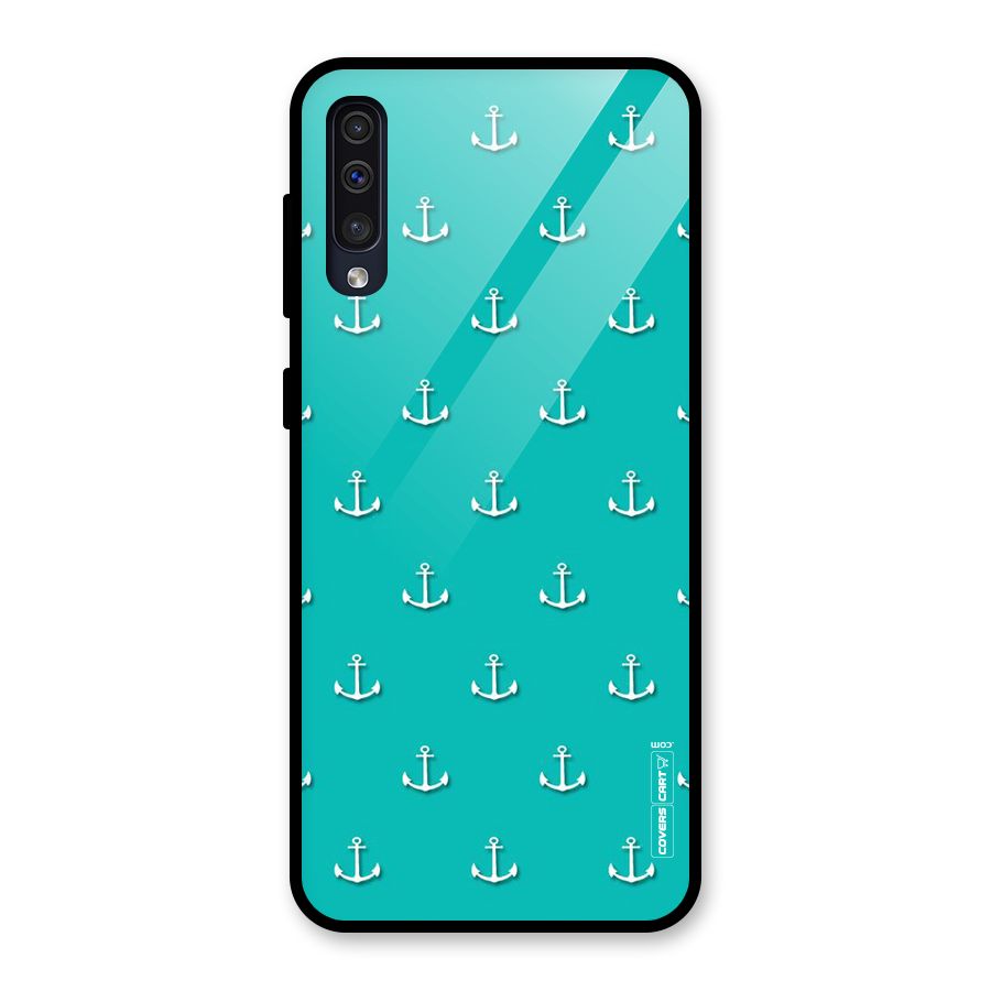 Light Blue Anchor Glass Back Case for Galaxy A50s