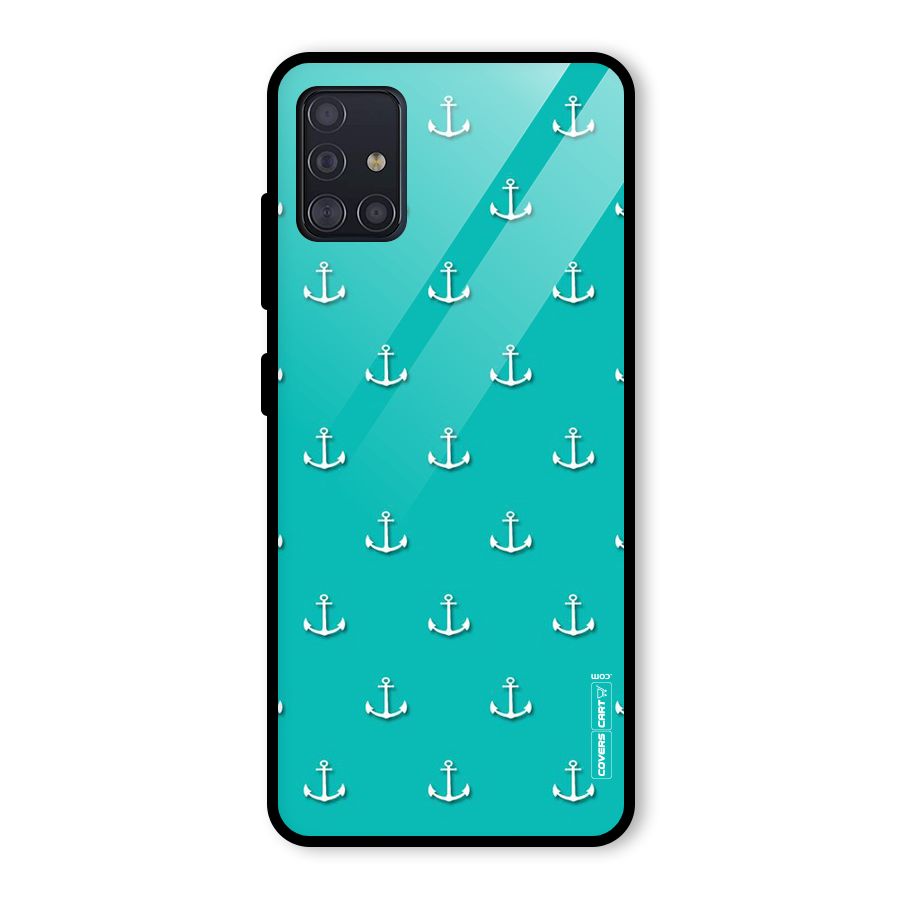 Light Blue Anchor Glass Back Case for Galaxy A51