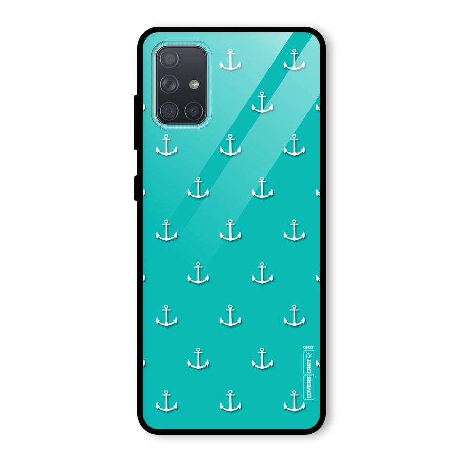 Light Blue Anchor Glass Back Case for Galaxy A71