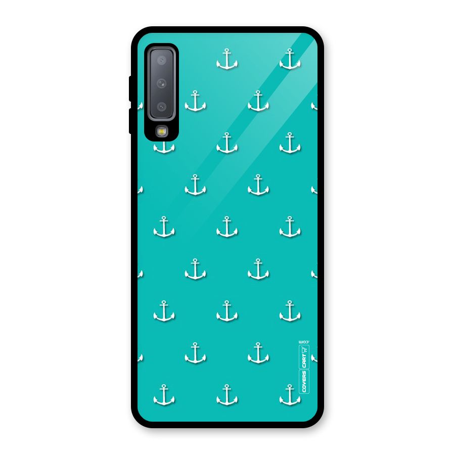 Light Blue Anchor Glass Back Case for Galaxy A7 (2018)