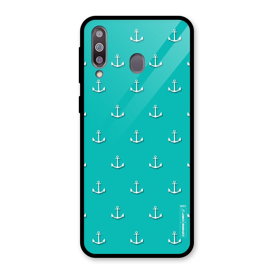 Light Blue Anchor Glass Back Case for Galaxy M30
