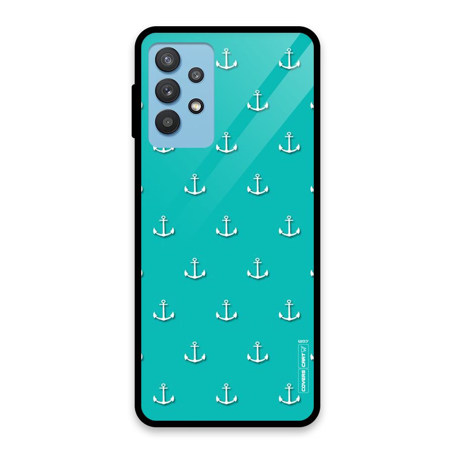 Light Blue Anchor Glass Back Case for Galaxy M32 5G