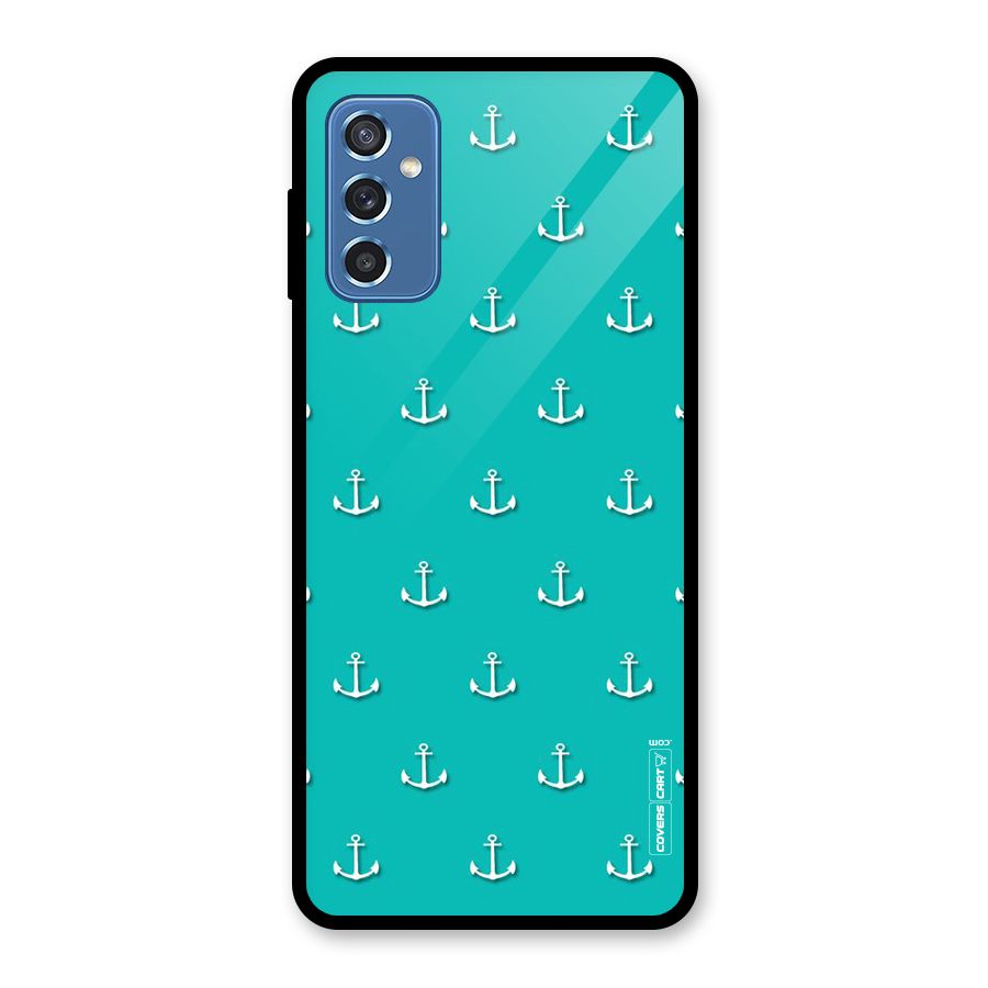 Light Blue Anchor Glass Back Case for Galaxy M52 5G