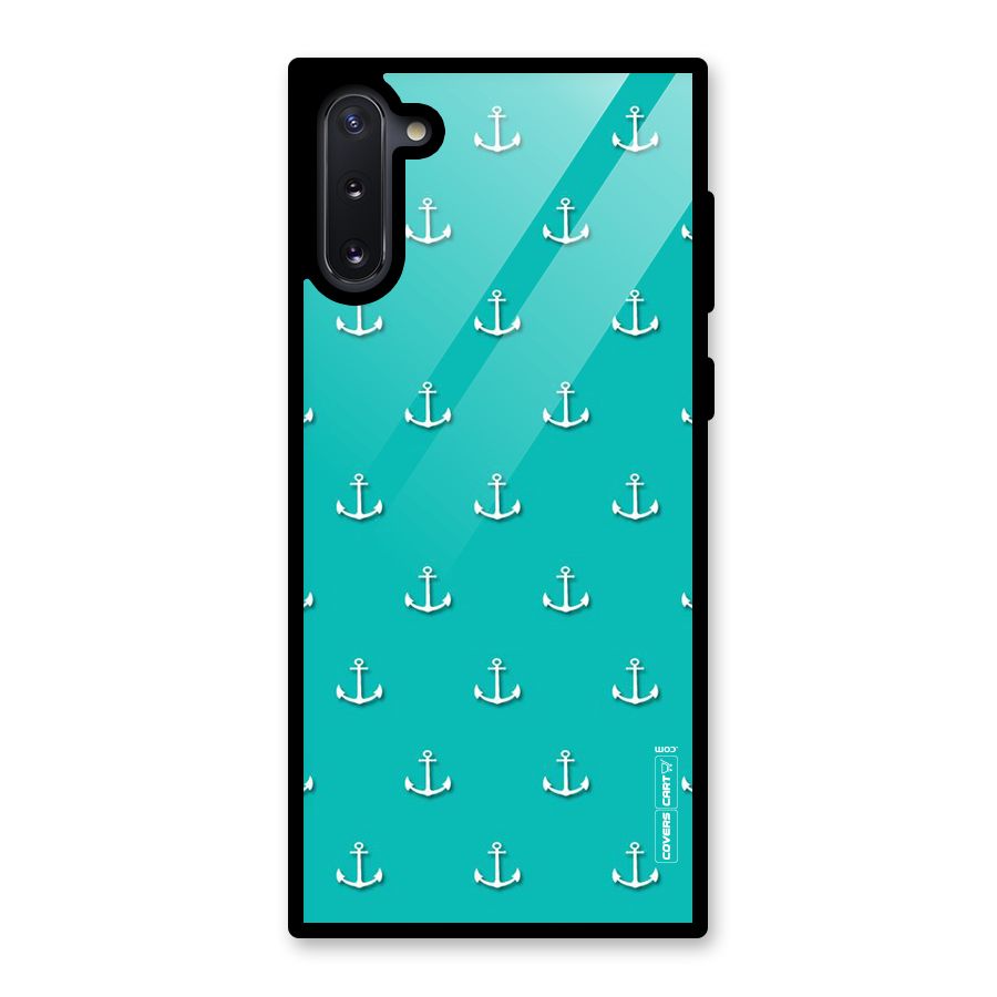 Light Blue Anchor Glass Back Case for Galaxy Note 10