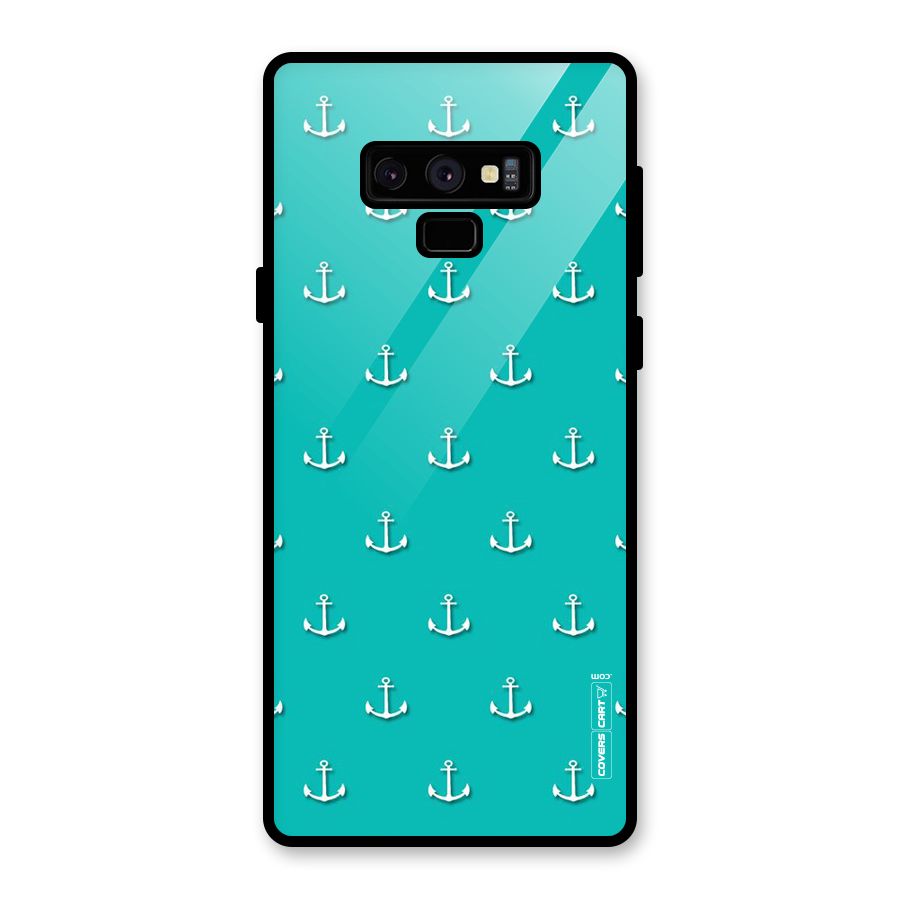 Light Blue Anchor Glass Back Case for Galaxy Note 9