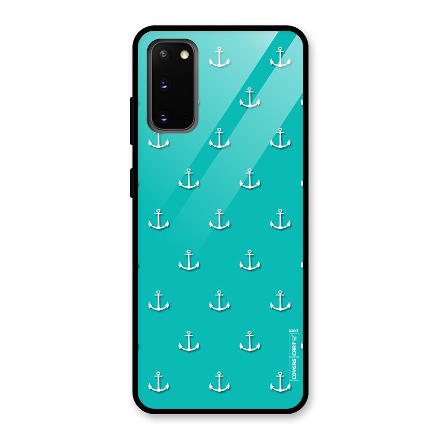 Light Blue Anchor Glass Back Case for Galaxy S20