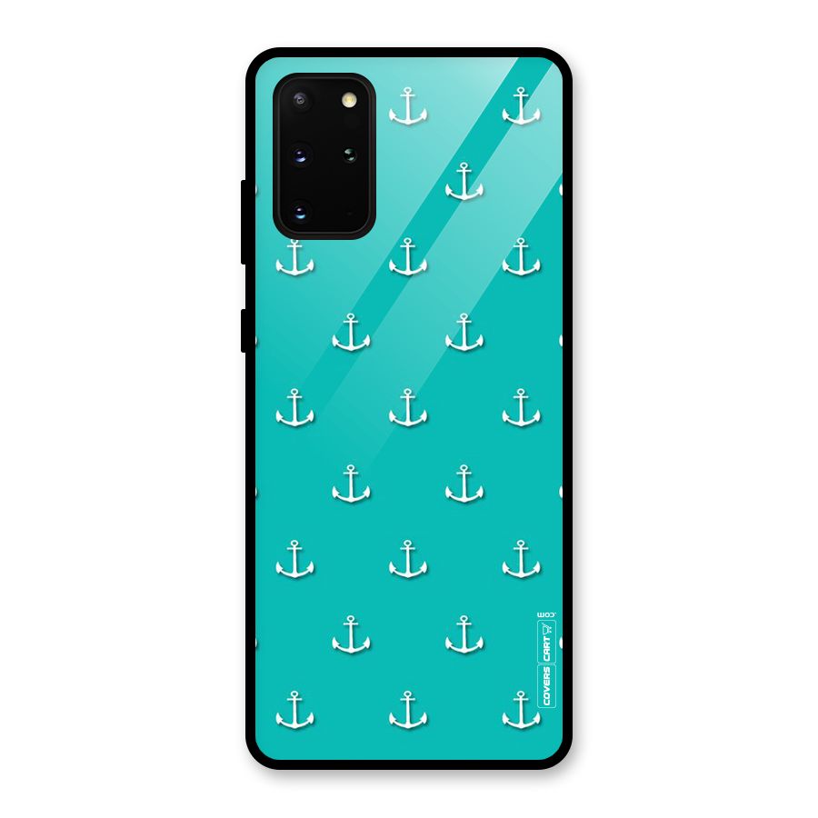 Light Blue Anchor Glass Back Case for Galaxy S20 Plus