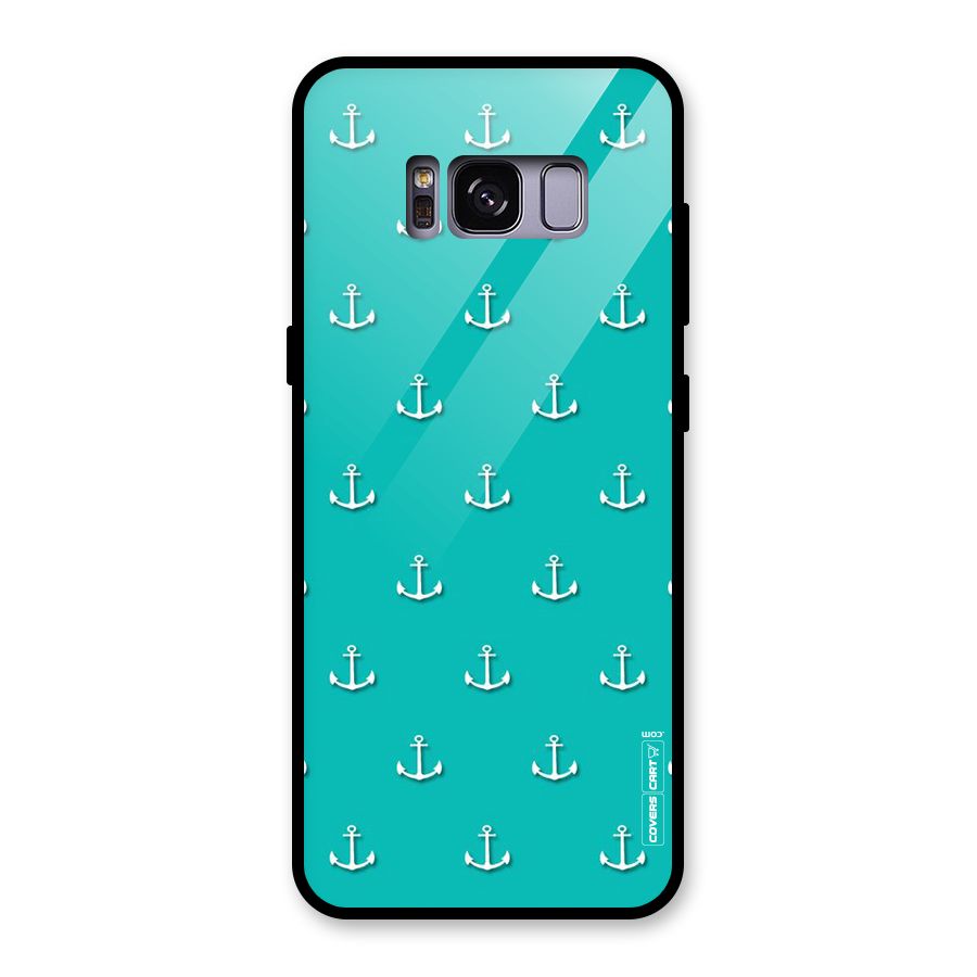 Light Blue Anchor Glass Back Case for Galaxy S8