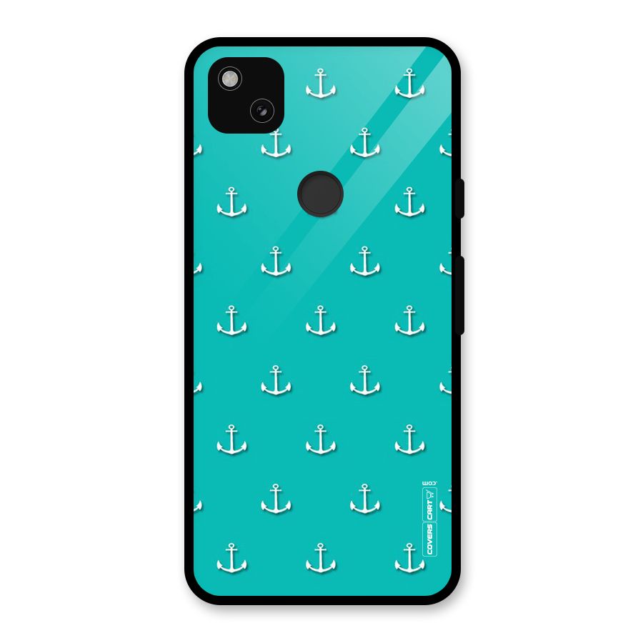 Light Blue Anchor Glass Back Case for Google Pixel 4a