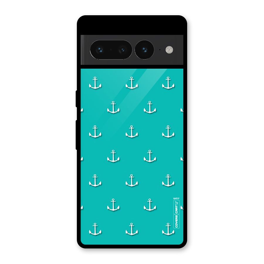 Light Blue Anchor Glass Back Case for Google Pixel 7 Pro