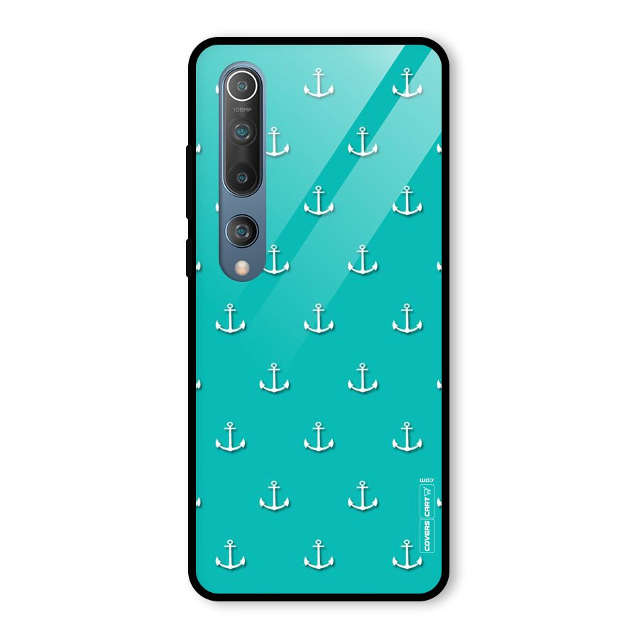 Light Blue Anchor Glass Back Case for Mi 10