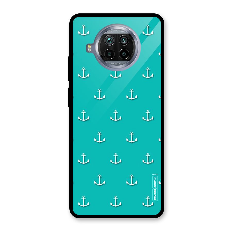 Light Blue Anchor Glass Back Case for Mi 10i