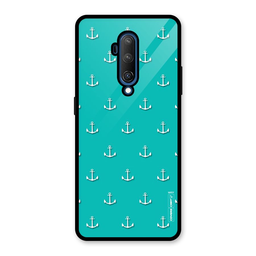 Light Blue Anchor Glass Back Case for OnePlus 7T Pro