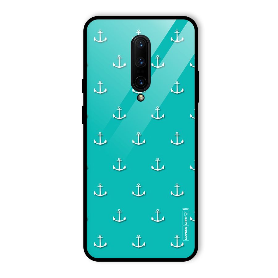 Light Blue Anchor Glass Back Case for OnePlus 7 Pro