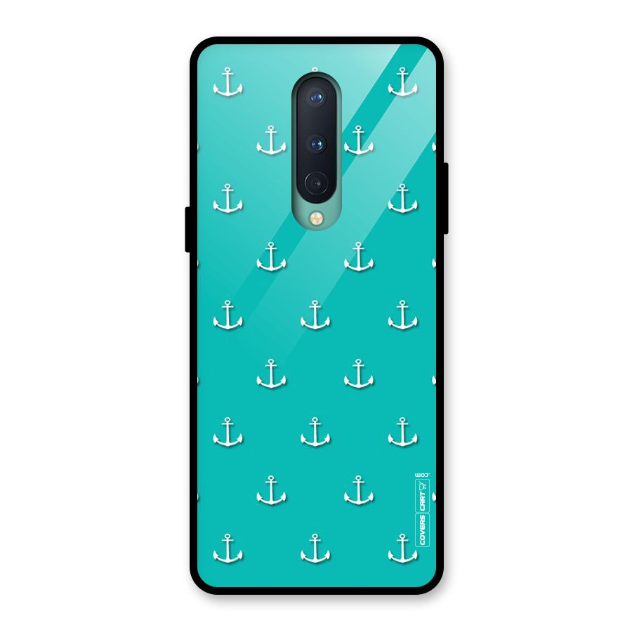 Light Blue Anchor Glass Back Case for OnePlus 8