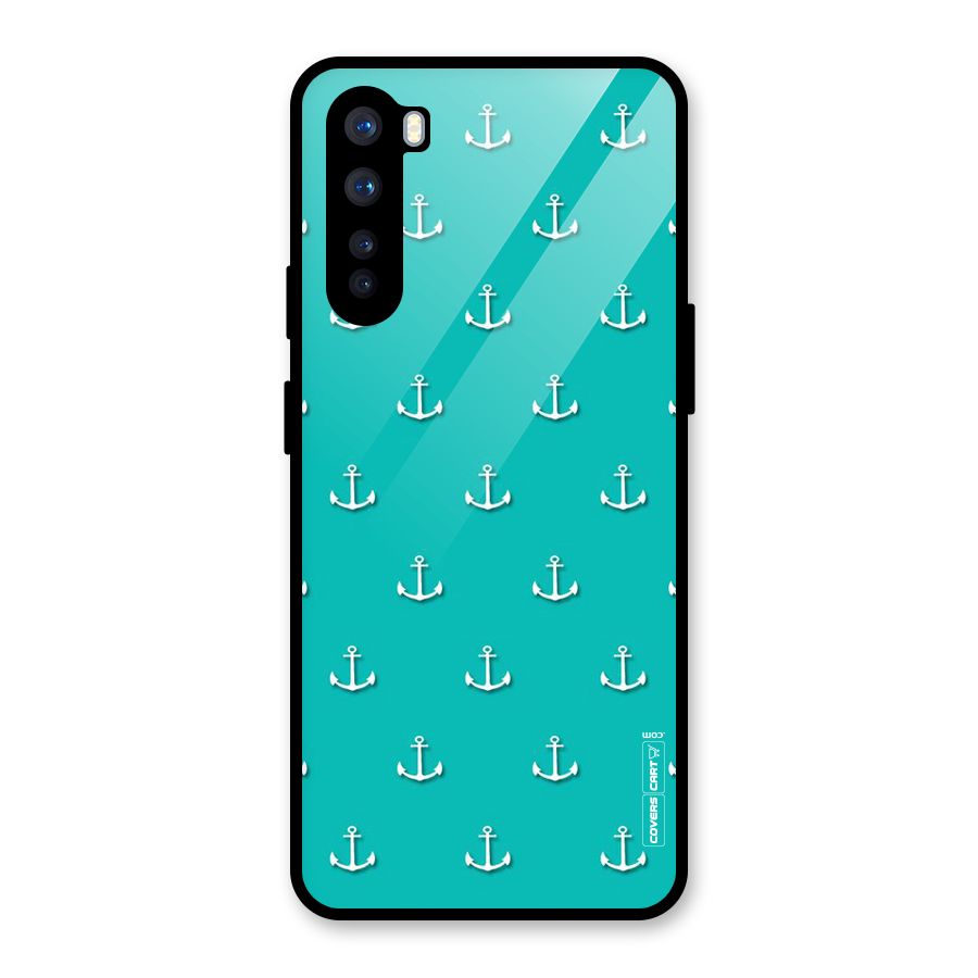 Light Blue Anchor Glass Back Case for OnePlus Nord