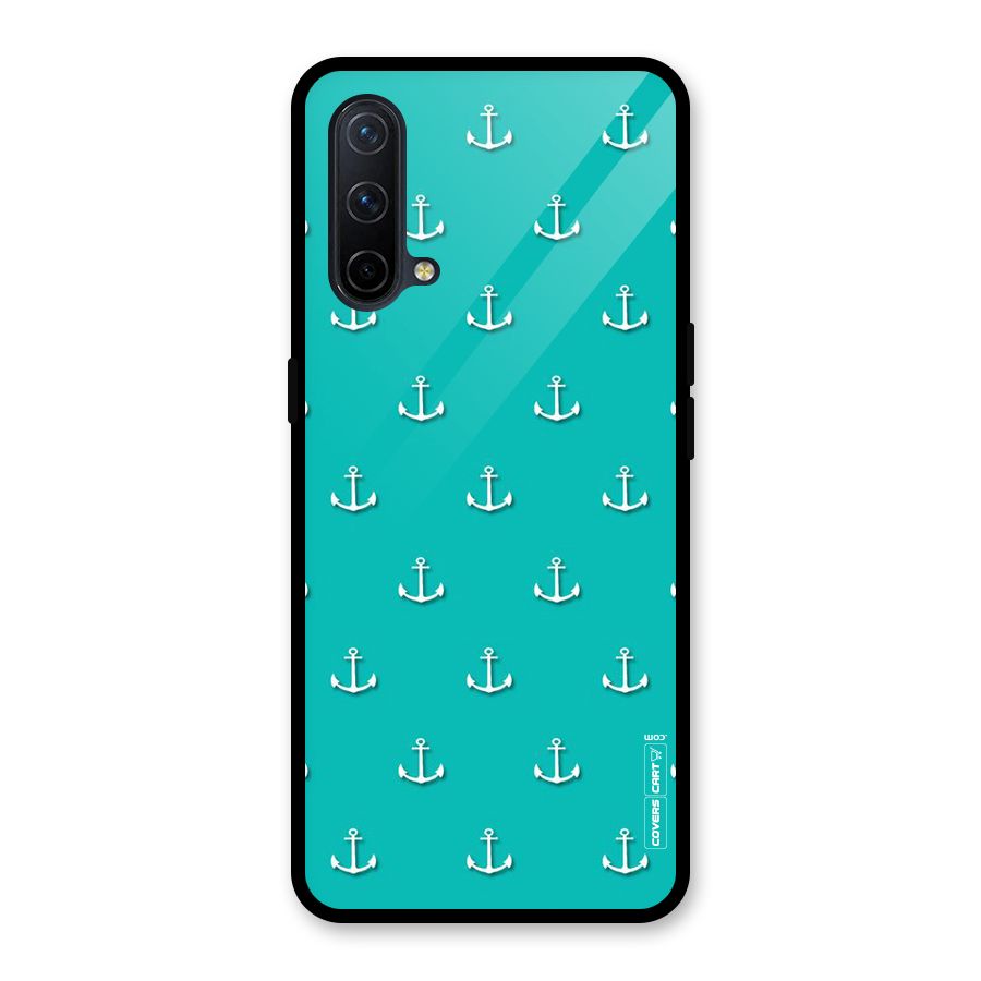 Light Blue Anchor Glass Back Case for OnePlus Nord CE 5G