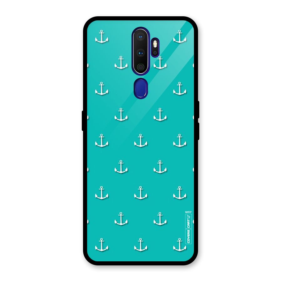 Light Blue Anchor Glass Back Case for Oppo A9 (2020)