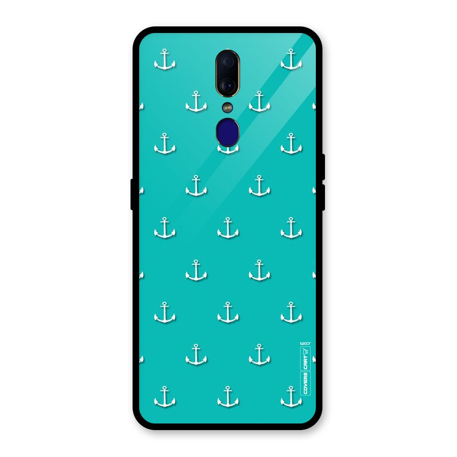 Light Blue Anchor Glass Back Case for Oppo F11