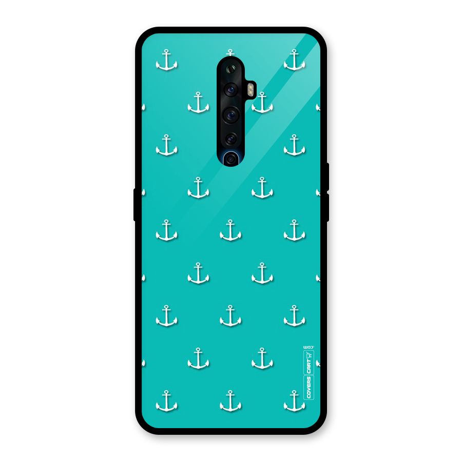 Light Blue Anchor Glass Back Case for Oppo Reno2 Z