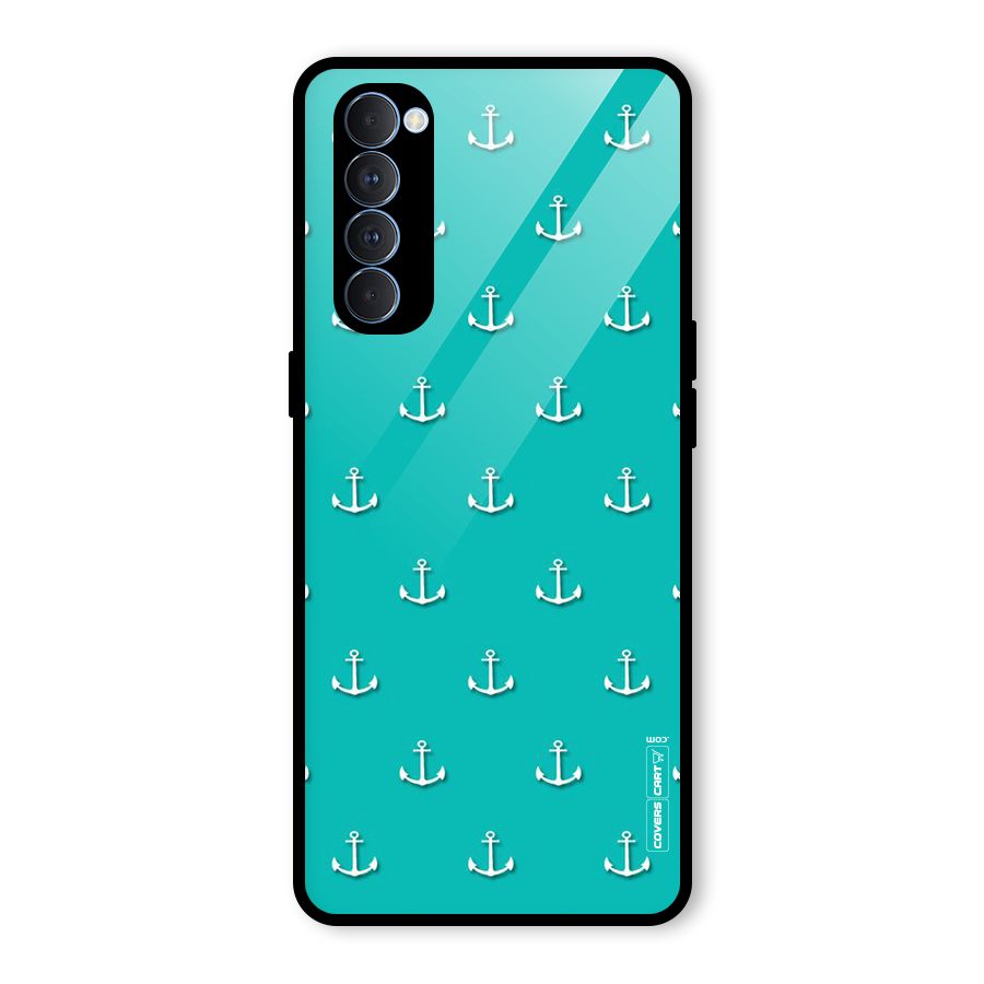 Light Blue Anchor Glass Back Case for Oppo Reno4 Pro