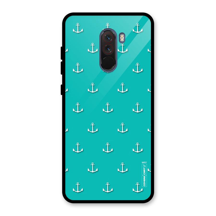 Light Blue Anchor Glass Back Case for Poco F1