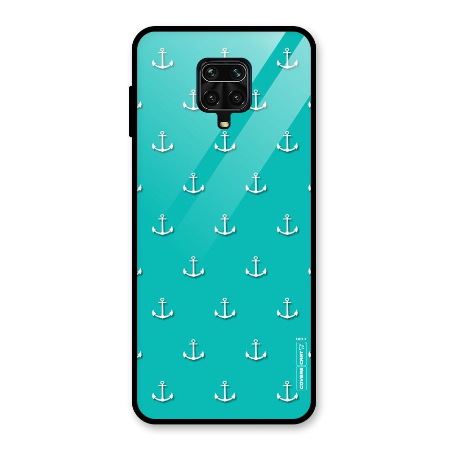 Light Blue Anchor Glass Back Case for Poco M2 Pro