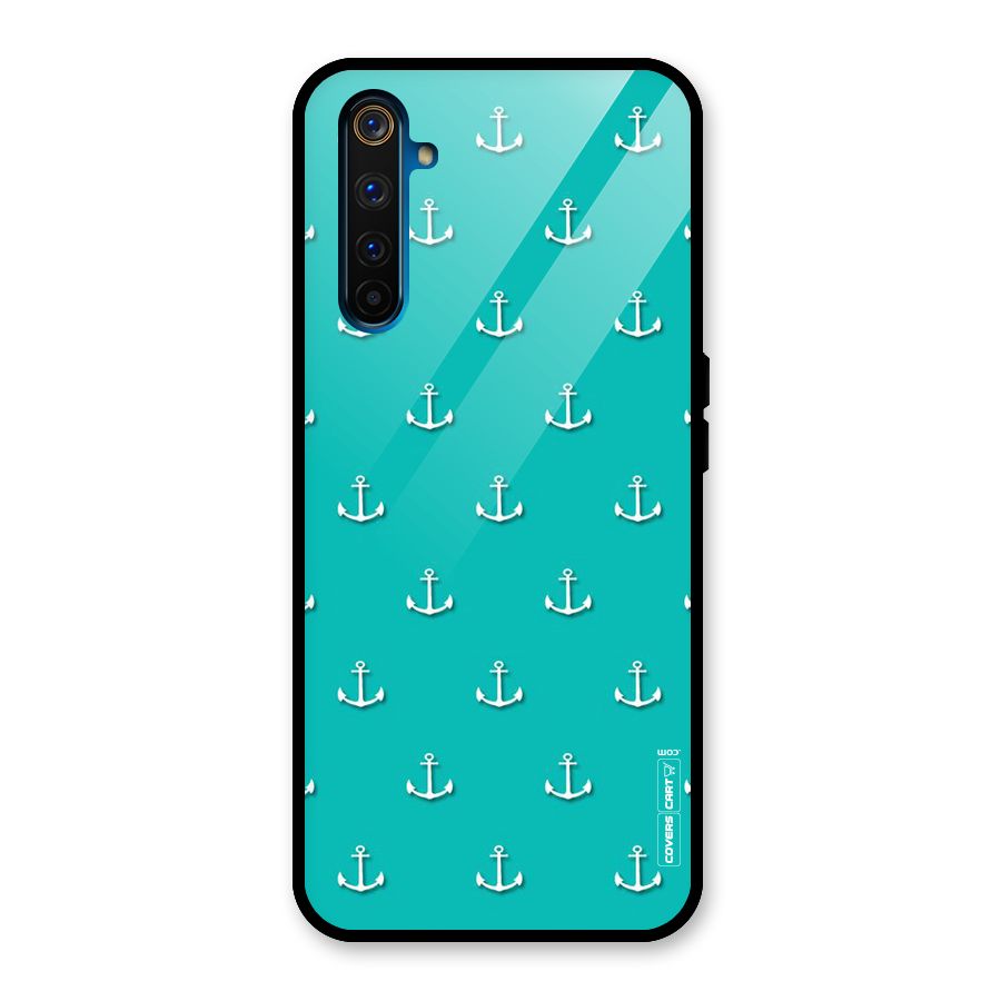 Light Blue Anchor Glass Back Case for Realme 6 Pro