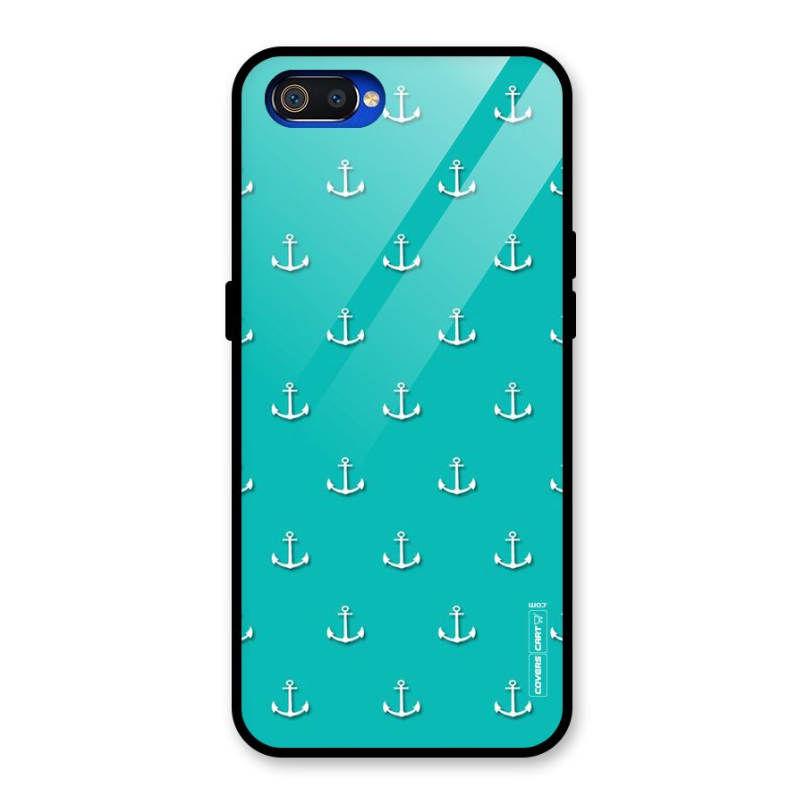 Light Blue Anchor Glass Back Case for Realme C2