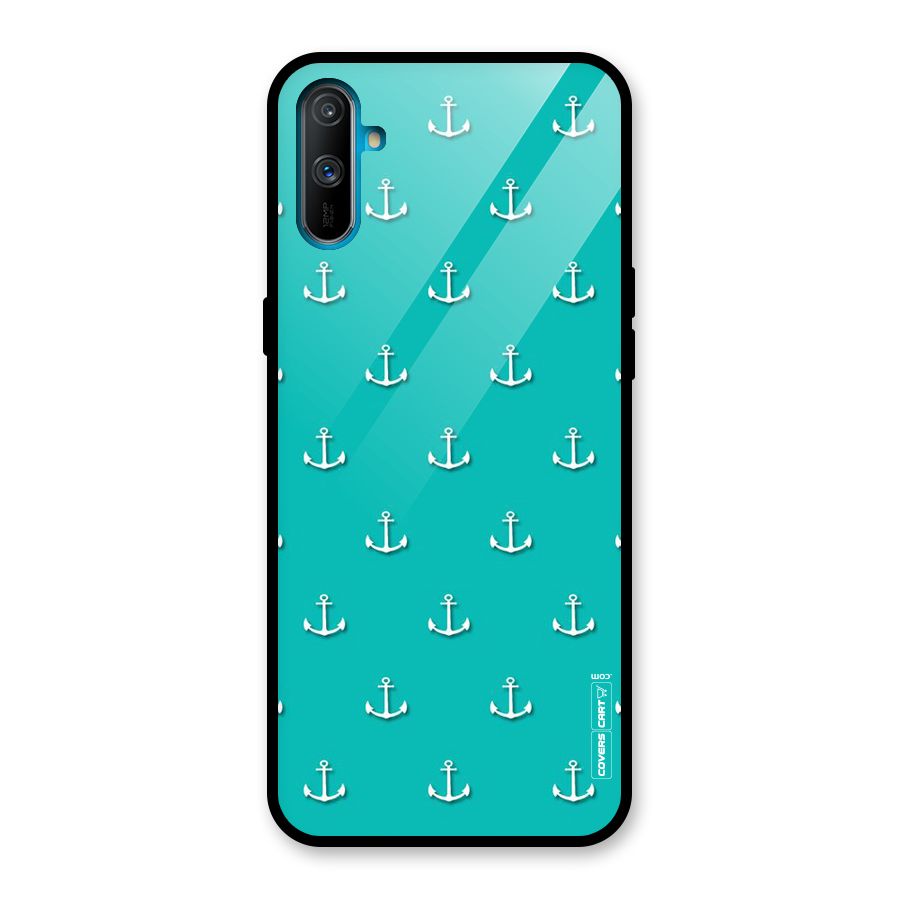 Light Blue Anchor Glass Back Case for Realme C3