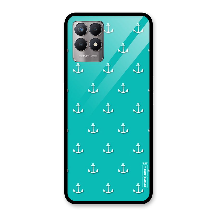 Light Blue Anchor Glass Back Case for Realme Narzo 50