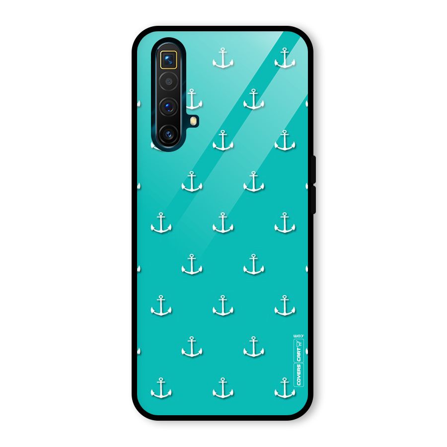 Light Blue Anchor Glass Back Case for Realme X3
