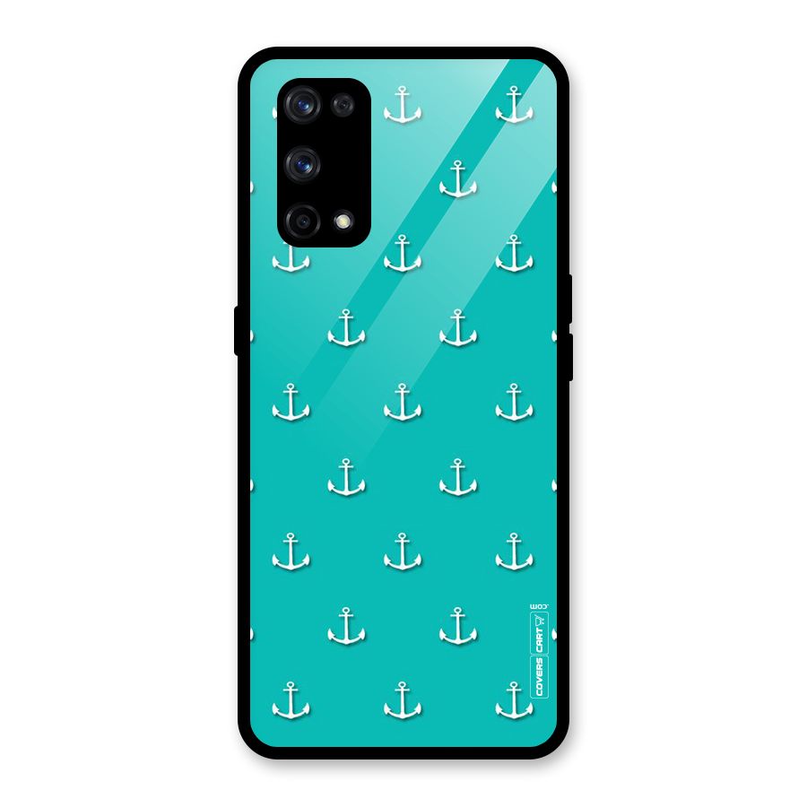 Light Blue Anchor Glass Back Case for Realme X7 Pro