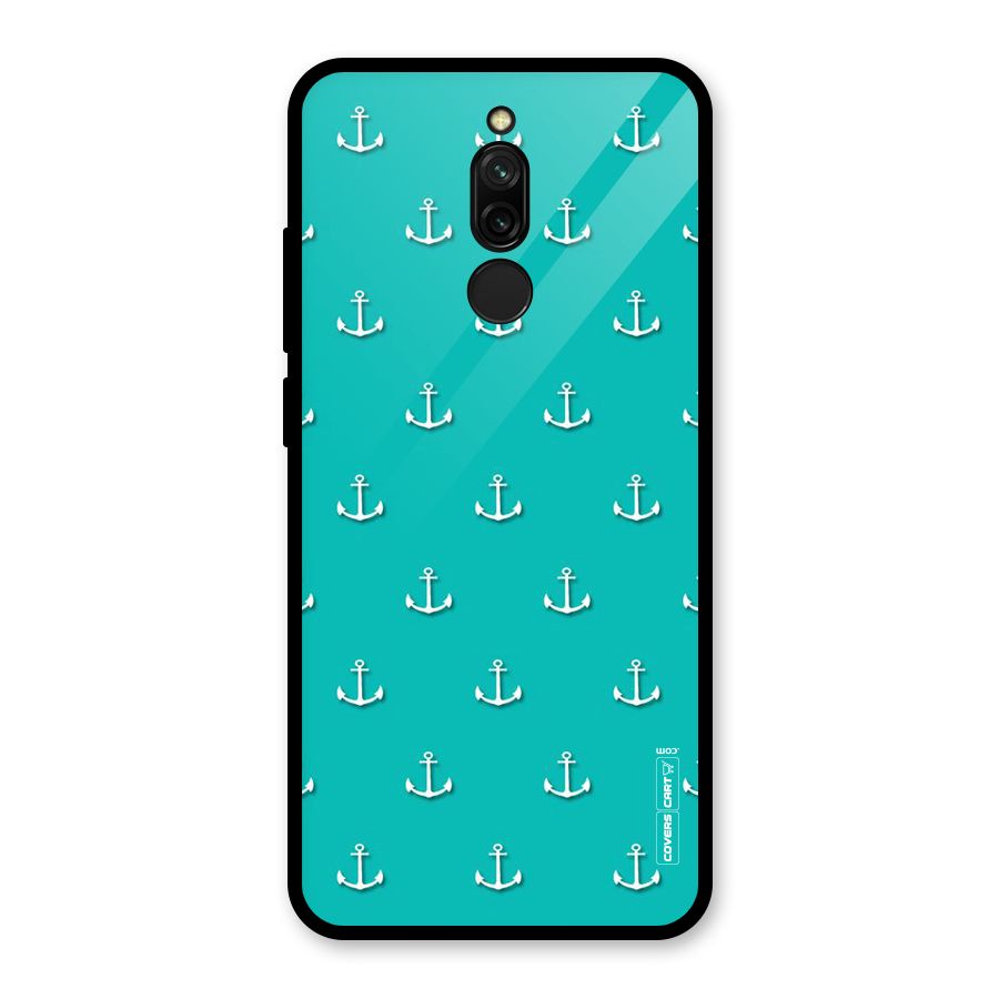 Light Blue Anchor Glass Back Case for Redmi 8