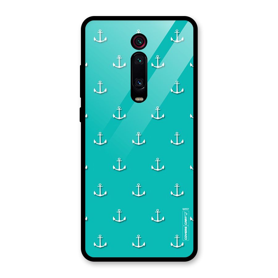 Light Blue Anchor Glass Back Case for Redmi K20 Pro