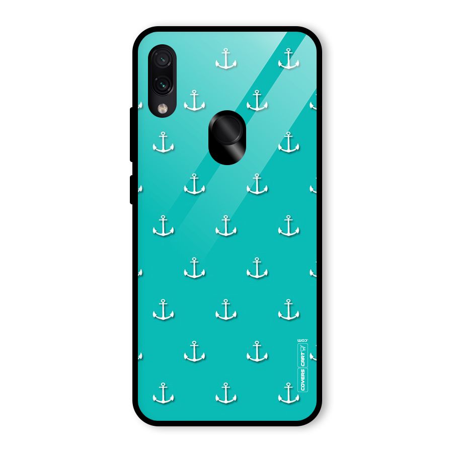 Light Blue Anchor Glass Back Case for Redmi Note 7