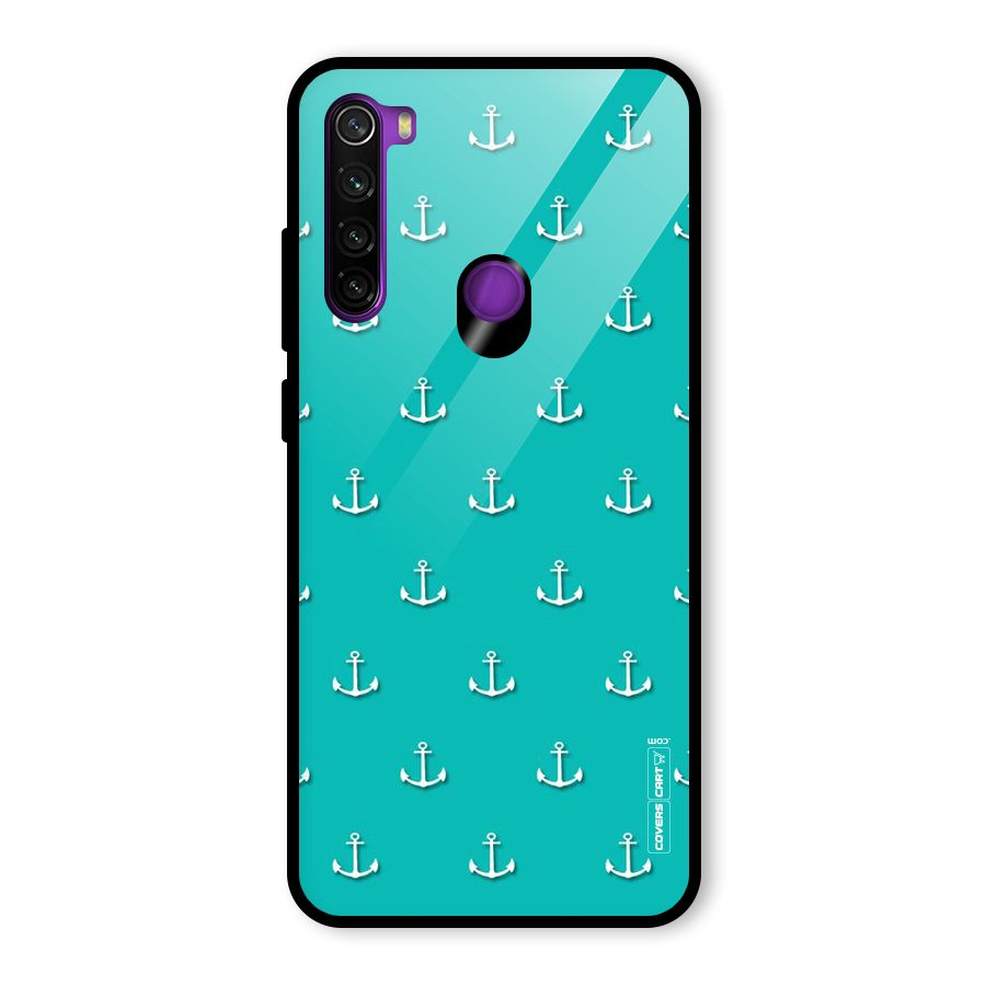 Light Blue Anchor Glass Back Case for Redmi Note 8
