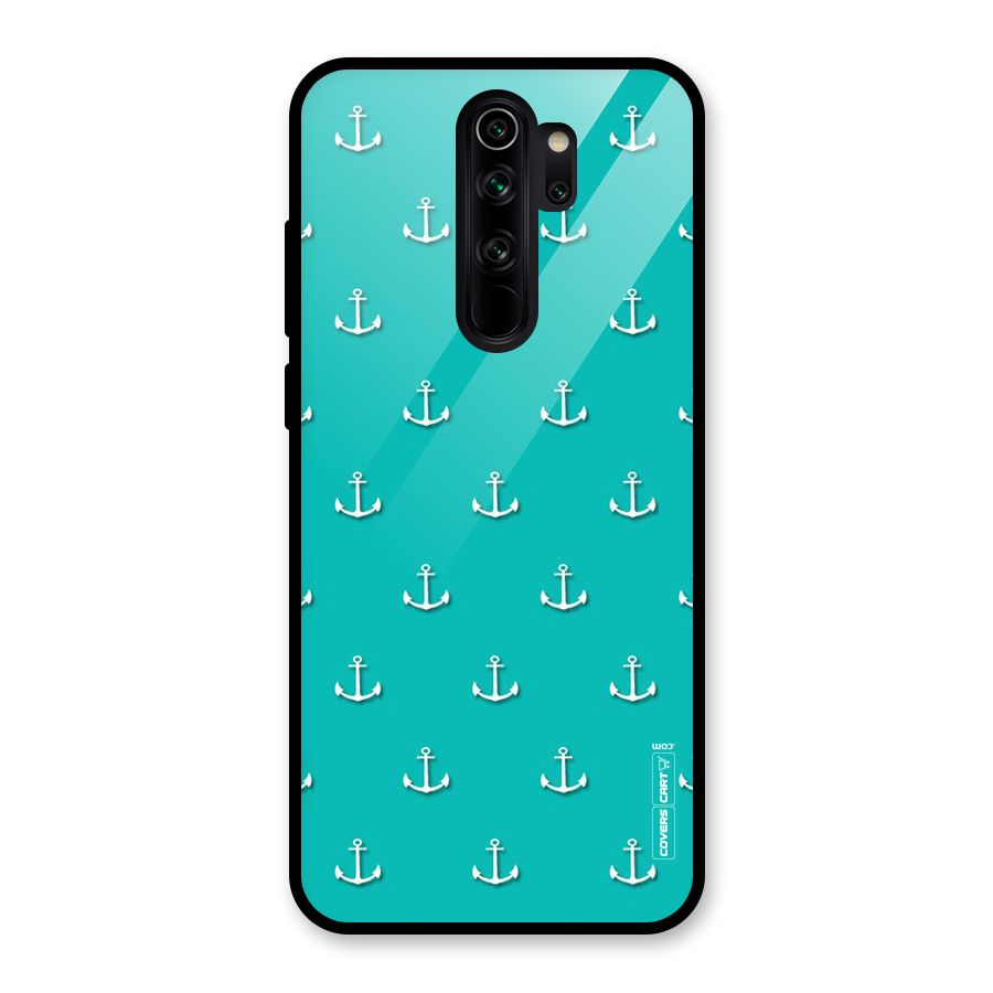 Light Blue Anchor Glass Back Case for Redmi Note 8 Pro