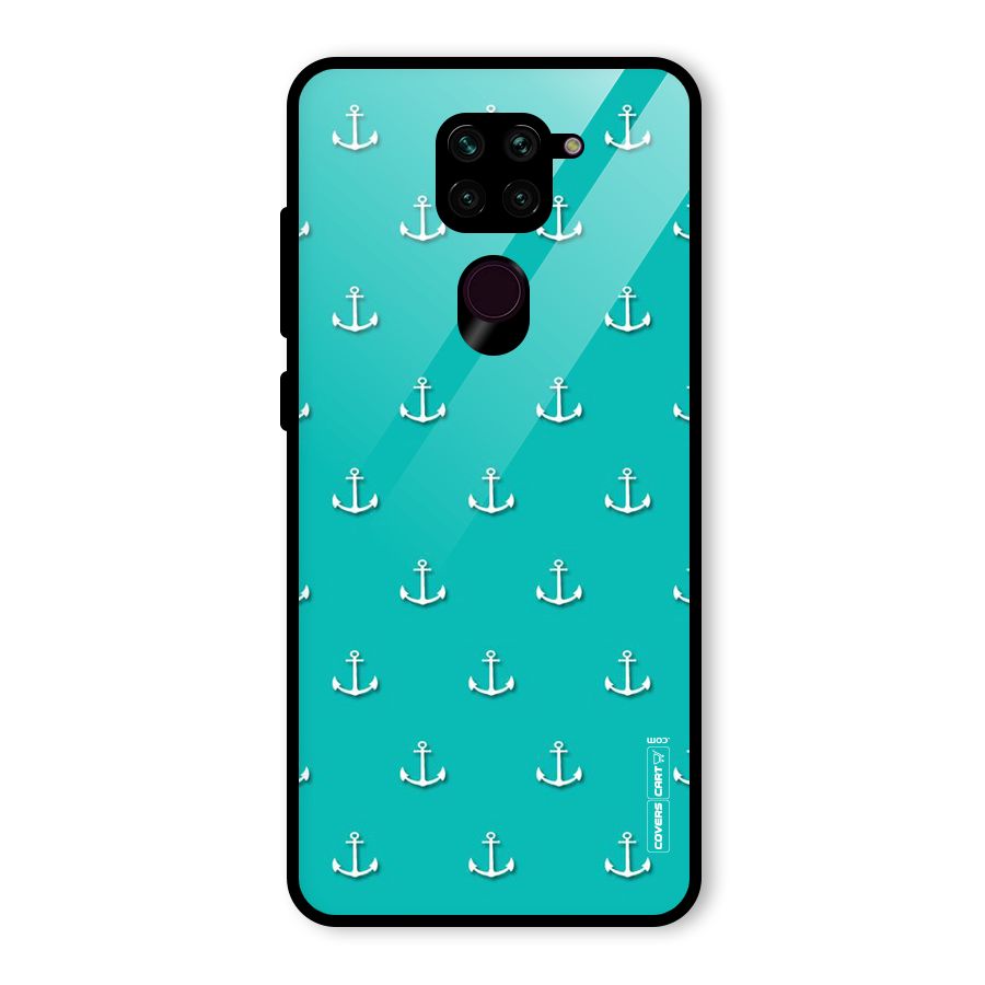 Light Blue Anchor Glass Back Case for Redmi Note 9