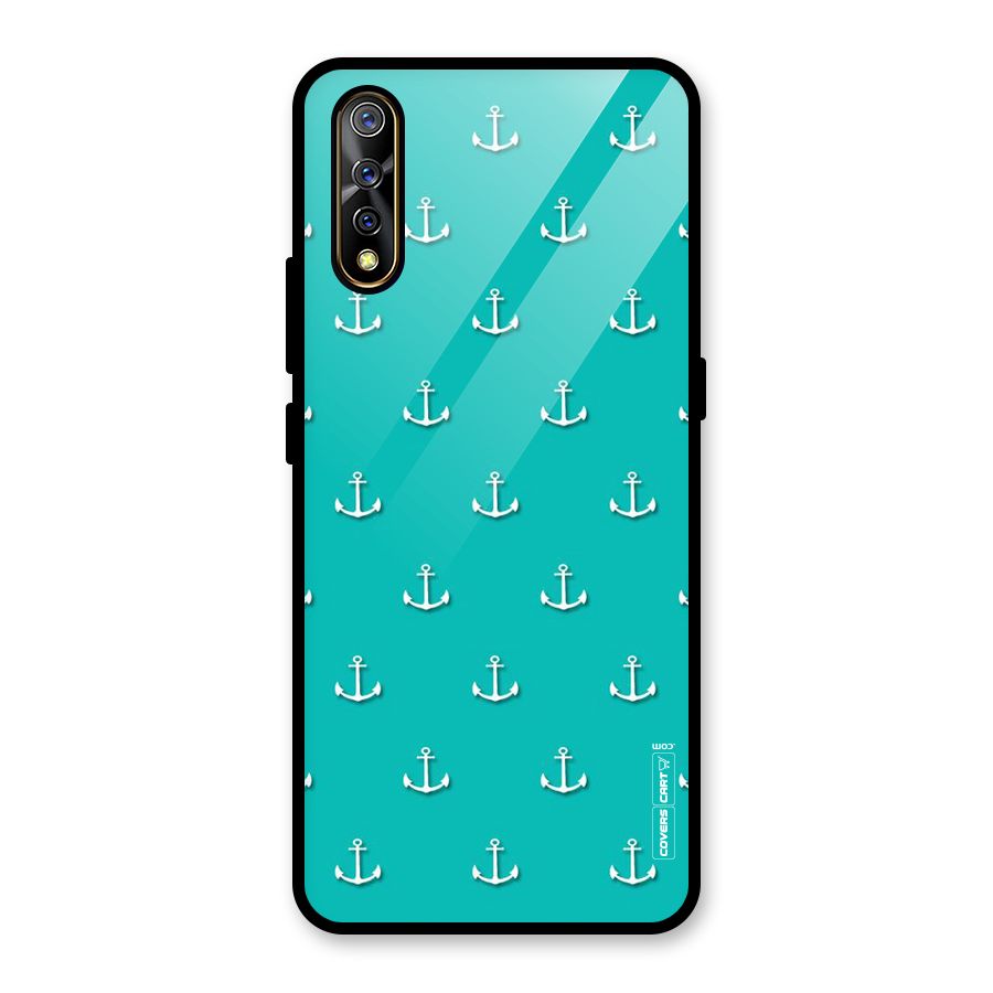 Light Blue Anchor Glass Back Case for Vivo S1