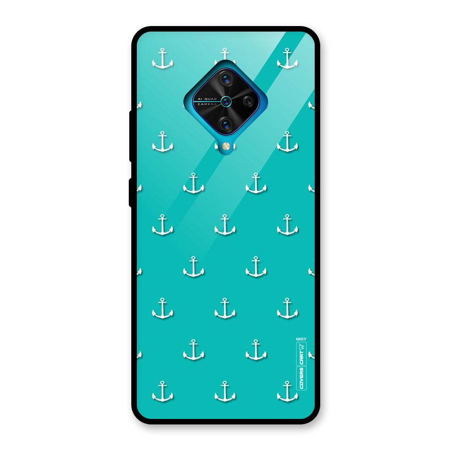 Light Blue Anchor Glass Back Case for Vivo S1 Pro