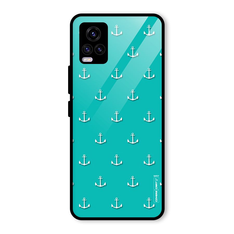 Light Blue Anchor Glass Back Case for Vivo V20