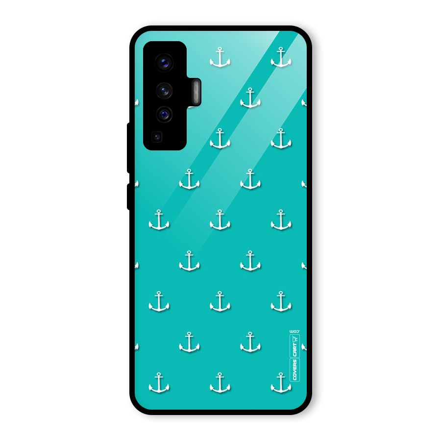 Light Blue Anchor Glass Back Case for Vivo X50